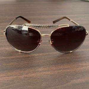 Louis Vuitton Aviator Sunglasses with brown leather trim